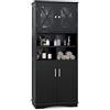 RELAX4LIFE Mobile da Bagno, Mobiletto da Bagno Salvaspazio, 3 Scomparti e 2 Armadietti, Mobiletto Portaoggetti per Soggiorno, Camera da Letto e Cucina, 60 x 30 x 145 cm (Nero)