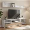 Dmora - Parete attrezzata Gabberi, Composizione soggiorno, Mobile salotto multiuso, Armadio porta TV, 180x35 h44 cm, Bianco e Rovere