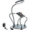 XYK Stazione di saldatura Helping Hands con lampada d'ingrandimento LED dimmerabile 3X, 4 bracci flessibili per aiutare a mano e strumento di saldatura della terza mano per riparazioni elettroniche,