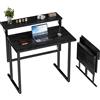 JUMMICO Tavolo Pieghevole per PC a Due Livelli 80 x 62 cm Nero