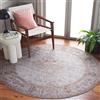 SAFAVIEH Tappeto Tradizionale Rug Ideale per aree ad alto passaggio - Lavabile in Lavatrice e Antiscivolo - Tucson Collection, A Pelo Corto, in Grigio Chiaro e Ruggine, 90 x 90 cm
