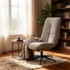 meublescosy MEUBLE COSY Poltrona da salotto comoda e girevole, moderna reclinabile con schienale regolabile, poltrona da soggiorno regolabile in altezza, tessuto morbido, gambe in metallo, grigio