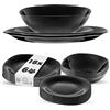 KADAX Set di stoviglie per 6 persone, 18 pezzi, servizio da tavola con piatto fondo, piatto da dessert e piatti piani, stoviglie, set di piatti (nero)
