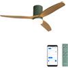 CREATE / WINDCALM M/Ventilatore da soffitto ABS con luce verde sage pale effetto legno chiaro con Wifi e telecomando / 40W, Silenzioso, Ø132 cm, 3 temperature di luce, temporizzatore, estate-inverno