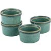 HENXFEN LEAD Set di 4 pirottini per crème brûlée, pirottini da soufflé da 120 ml, pirottini piccoli in porcellana, mini casseruole per deliziosi würzfleisch, pinne e budini, verde lucido