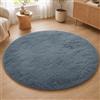 VKZ Tappeto Rotondo Ø 120 cm per Salotto Moderno, Grande Tappeto Morbido a Pelo Lungo in Poliestere, Antiscivolo e Lavabile in Lavatrice, per Soggiorno Camera da Letto,GRGIO SCURO