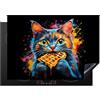 KitchenYeah© Copri Piano Cottura Coprifornelli Tappetino per Induzione | 75x52 cm - Fornello Tutto per la Cucina Gatto - Graffiti - Colore - Cialda - Cibo