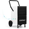 COSTWAY 60L Deumidificatore Commerciale con Umidità Regolabile | Deumidificatore Industriale con Sbrinamento e Drenaggio Auto, Ruote e Maniglia per Garage Cantina Magazzino