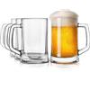 KONZEPT Boccale da birra in vetro, 0,5 litri, set da 4 bicchieri da birra con manico, perfetto per casa, ristoranti e birrerie, lavabile in lavastoviglie
