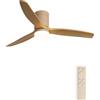 CREATE / WINDCALM M/Ventilatore da soffitto con luce sabbia pale in legno chiaro e telecomando / 40W, Silenzioso, ABS,Ø132 cm, 6 velocità, 3 temperature di luce, timer, funzione estate-inverno