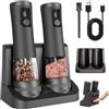 TECKZOON Set di macinasale e pepe elettrici, 2 pezzi, ricaricabile tramite USB, con doppia stazione di ricarica e indicatore LED, capacità di 95 ml, macinino in ceramica regolabile a 5 livelli, regalo
