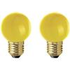 AMARCORDS - 2 Lampadine Led da esterno resistenti all'acqua, luce calda 2700K, vetro GIALLO tipo globetta, E27, 1W