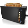 Balter Tostapane 4 fette, tostiera funzione touch, slot lungo, in acciaio inox, 1500W, toaster display LCD, tostapane a fessura lunga, funzione scongelamento, centraggio pane, nero