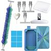 jecxucci Penna per diamond art, include 1, 3, 6, 9, punte filettate in acciaio e vassoi per pittura a diamante con coperchi, accessori e strumenti per diamond painting 5D, kit di penne per trapano (blu verde)