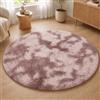 VKZ Tappeto Rotondo Ø 120 cm per Salotto Moderno, Grande Tappeto Morbido a Pelo Lungo in Poliestere, Antiscivolo e Lavabile in Lavatrice, per Soggiorno Camera da Letto,ROSA ANTICO