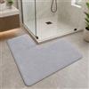 XPJBKC Tappetino da doccia angolare a forma di L, 80 x 80 cm, antiscivolo, assorbente, in pile di corallo, tappeto da bagno in microfibra super morbido, per doccia angolare, WC, spa di casa (grigio)