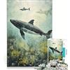 JIANGENNF Puzzle da 1000 pezzi per adulti con balene nel mare giocattolo decorativo da parete compleanni e Natale 50x75cm