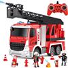 PATEMZON Camion Pompieri Giocattolo, Camion dei Pompieri con Spruzzi D'acqua, 60CM Scala Girevole e Accessori Giocattolo, Luci e Suoni, Autopompa 2.4GHz Regali per Bambine e Bambini Dai 3 Anni