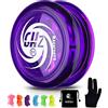 MAGICYOYO D1 GHZ Reattivo Professionale 2A Looping per Bambini Principianti - Plastica Cristallo Durevole con 6 Corde Guanto e Borsa di Immagazzinaggio