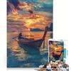 JIANGENNF Puzzle da 1000 pezzi per adulti: Barca da pesca thailandese al tramonto gioco pratico divertente antistress compleanni e occasioni speciali 38x52cm