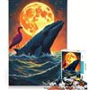 JIANGENNF Puzzle da 1000 pezzi per adulti con balena fenicottero e luna arte fantasy giocattolo educativo difficile e stimolante con Babbo Natale 38x26cm