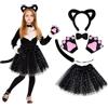 Huiguli Gatto Cosplay Set, 6 Pezzi Costume da Gatto Nero, Costume Gatto per Kit, Carnevale Cosplay Costume da Animale
