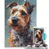 JIANGENNF Puzzle da 1000 pezzi per adulti con soggetto Terrier giocattolo fai da te attività divertenti da fare in casa per rafforzare il legame di coppia 38x26cm