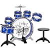 AIYAPLAY Set Batteria per Bambini con Grancassa con Pedale 3-6 Anni Blu | Gioco Musicale per Bambini, Tamburi Medi e Piccoli, Piatto, Sgabello