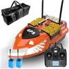 DYJD Esca GPS a doppia antenna, per pesca alla carpa, portata 500 m, carico 3 kg, 4 tramogge, barca telecomandata con custodia (Arancione)