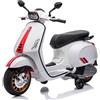 FINOOS Vespa Sprint scooter Moto Elettrica per Bambini veicolo elettrico da 2 a 5 anni 5 km/h suono luminoso a LED (Bianco)