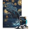JIANGENNF Puzzle per adulti da 1000 pezzi con balena sotto una notte stellata Gioco educativo divertente attività da fare in casa Ogni pezzo è unico 38x26cm