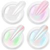BISHENGYF Polvere Unghie Effetto Perla BISHENGYF, Polvere Cromata Bianca Lucida per Unghie, Polvere di Pigmento per Unghie Aurora Effetto Specchio Glitter per Unghie Trasparente, 4Pcs Salon Nail Art DIY