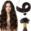 SEGO Extension Capelli Veri Cheratina 35 cm 25 Ciocche Extension Charatina Capelli Umani Remy Lisci Extension Cheratina Capelli Veri 25g #2 Marrone scuro