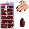 SanFangyue - Unghie finte a pressione, 120 pezzi, colore rosso vino, mandorla, corte, con punta francese, da donna