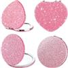 CATZUM 2 Pcs Specchietto da Borsetta Mini Glitter Specchio da Trucco Pieghevole Portatile 2 Lati 1x/2x Ingranditore per Donne e Ragazze (Rosa)