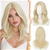 BARSDAR 40cm Sintetici Lisci Layered Naturale Biondo Parrucca Curtain Bangs | Butterfly Layered Haircut, Aspetto Natural Hairline, Small Lace Front, Leggero Traspirante Confortevole Fit, Versatile Wear