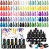 PHOENIXY POLYGEL PHOENIXY Kit Semipermanente Unghie, 25Pz Smalto Semipermanente Unghie | Giallo Viola Blu Verde Smalti Semipermanenti per Unghie con 5Pz Base e Top Coat, Kit Smalto Semipermanente Regalo per Donne