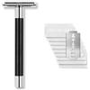 Störtebekker Shaving Accessories Störtebekker, rasoio di alta qualità Solingen, con manico lungo in ebano, con guida per rasatura [+ 10 lame Störtebekker], idea regalo, set per rasatura bagnata