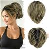 BARSDAR Corto Coda di Cavallo Extension con Flessibili Metalli, DIY Stili 20cm Clip Artigli Capelli Veri Nero Marrone Mix Biondo Messy Chignon per Donne Naturale Corto Coda di Cavallo