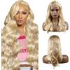 Creuost Perücke in capelli veri da 34 pollici #613 biondo chiaro 4x1 Swiss Spitze, onda del corpo frontale in pizzo capelli umani cuneo da donna perücken non processato brasiliano vergine capelli pre