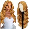 Creuost 26 Pollici Perücke Capelli Veri #27 Biondo Miele 4x4 Swiss Spitze, Onda Del Corpo Del Merletto Frontale Dei Capelli Umani Cuneo Donna Perücken Non Processed Brasiliano Vergine Capelli Pre