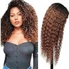 Creuost Perücke di capelli veri da 28 pollici #1B30 Marrone Ombre 4x4 Swiss Spitze, crespo Curly Pizzo Frontale Dei Capelli Umani Cuneo da donna Perücken vergini brasiliani non processati Pre