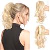 XFSRG Coda Capelli Extension con Pinza Finta Ondulati a di Cavallo Voluminoso Lungo Mosso Extension Capelli Coda di Cavallo Posticcio per Donna (Dorato)