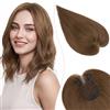 SEGO Pro 30cm Hair Topper Capelli Veri Donna #4 Marrone Medio Silk Lace Extension Clip con Frangia Laterale Handmade Base 8x11.5cm (35g)