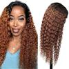 Creuost Perücke in capelli veri da 26 pollici #1B30 Marrone Ombre 4x4 Swiss Spitze, crespo Curly Pizzo Frontale Dei Capelli Umani Cuneo da donna Perücken vergini brasiliani non processati Pre