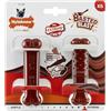 Nylabone, Basted Blast, Masticabile, giocattolo in nylon, a forma di osso, Masticabile, gusto Bacon & Steak, Extra small, Per cani fino a 7 kg, confezione da 2