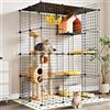 Oneluck Gabbie per gatti a 4 livelli, 140 cm, per fai da te, staccabile, in filo metallico, ideale per 1-2 gatti