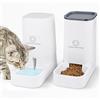 Dreamhigh® Distributore Automatico Cibo Gatti e Cani, 2 x 3,8 Litri Dispenser Acqua e Crocchette Senza BPA - Bianco