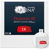 Artina Tele per Dipingere 100% Cotone FSC Telaio in Legno per Pittori | 60x60cm 380 g/m² spessore alto comodo e resistente tela pittura cunei preinnescata triplo strato acrilica bianca 3D Premium
