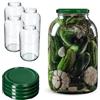 KADAX Set di 4 Barattoli in Vetro 4L con Coperchio a Vite Ø100 mm, Apertura Larga, Vasi per Conserve, Sottaceti, Kombucha, Kimchi, Cetrioli, Fermentazione, Marmellate (Verde)